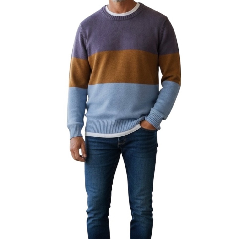 NWOT AYR Men's The Yachty Sweater Medium Wool Blend‎ Striped Moma Colorblock